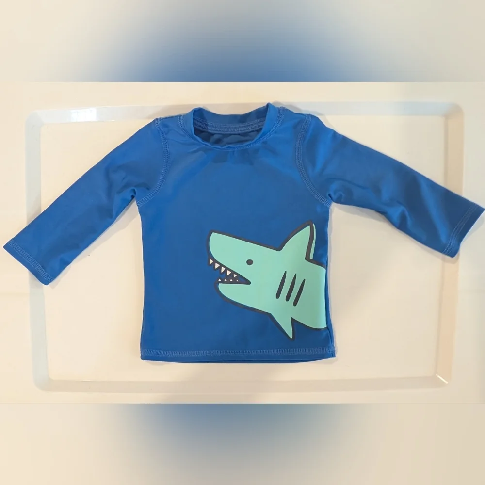 Cat &Jack 3-6M Kids Blue Shark Rash Guard Swim Set